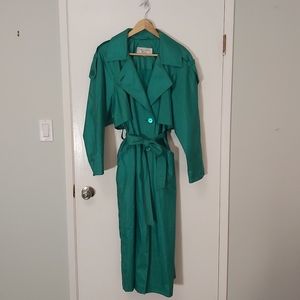 Vintage Teal Belted Trench Coat Beechers Brook Plus Size